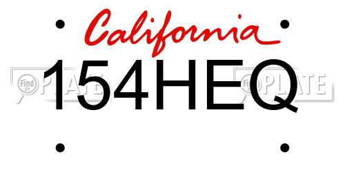 154HEQ California License Plate