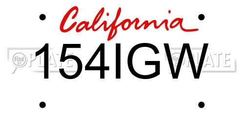 154IGW California License Plate