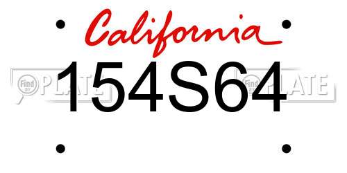 154S64 California License Plate