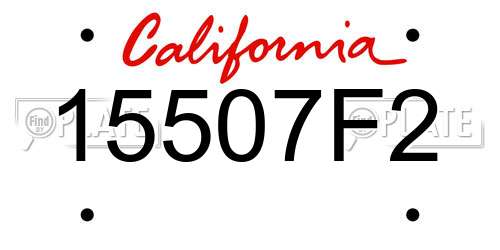 15507F2 California License Plate