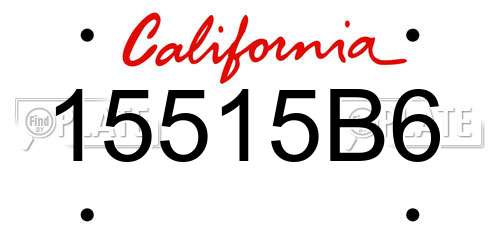 15515B6 California License Plate