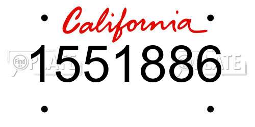 1551886 California License Plate