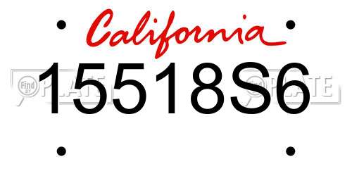 15518S6 California License Plate