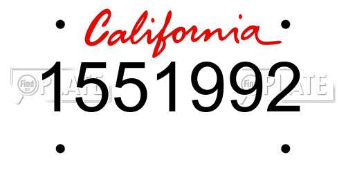 1551992 California License Plate