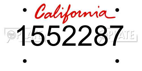 1552287 California License Plate