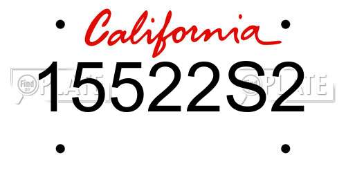 15522S2 California License Plate