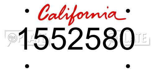 1552580 California License Plate