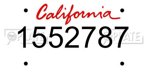 1552787 California License Plate
