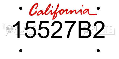 15527B2 California License Plate