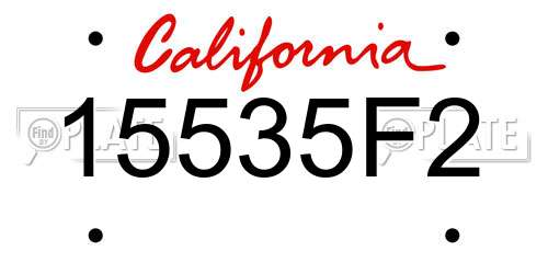 15535F2 California License Plate