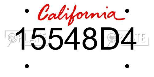 15548D4 California License Plate