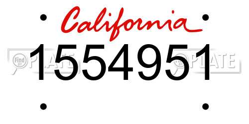 1554951 California License Plate