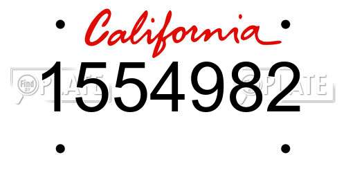 1554982 California License Plate