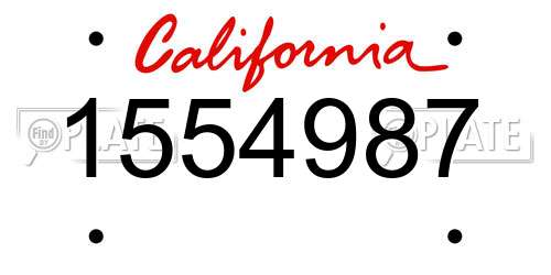 1554987 California License Plate