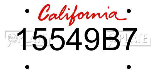 15549B7 California License Plate
