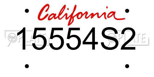 15554S2 California License Plate