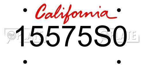 15575S0 California License Plate