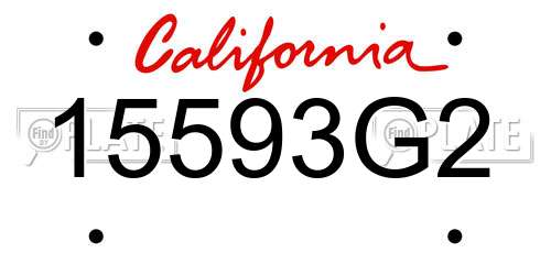 15593G2 California License Plate