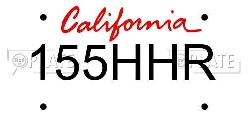 155HHR California License Plate
