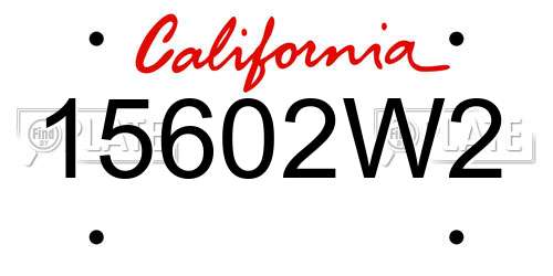 15602W2 California License Plate