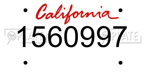 1560997 California License Plate