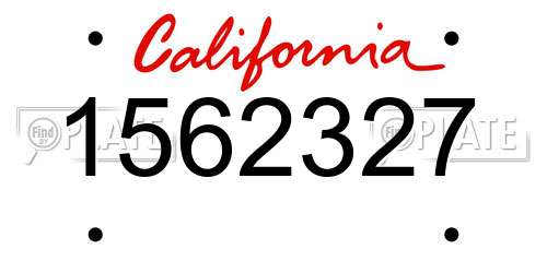 1562327 California License Plate