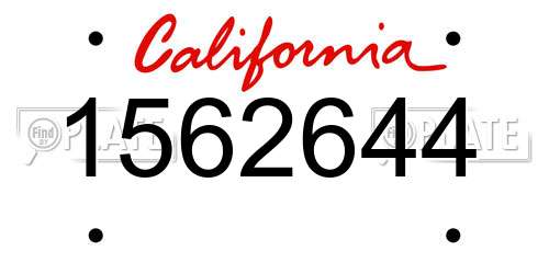 1562644 California License Plate
