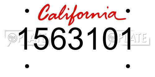 1563101 California License Plate