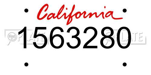 1563280 California License Plate
