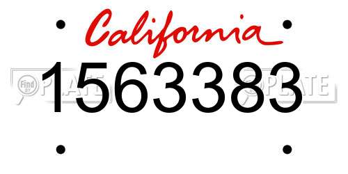 1563383 California License Plate