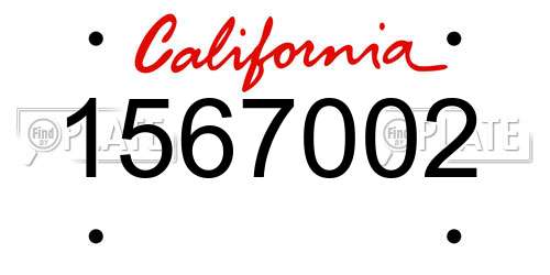 1567002 California License Plate