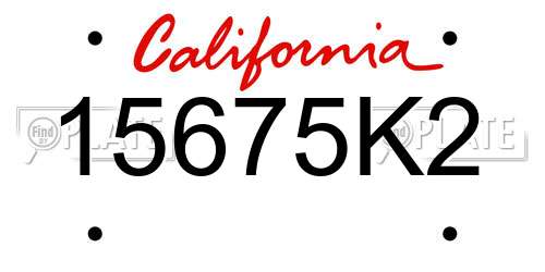 15675K2 California License Plate