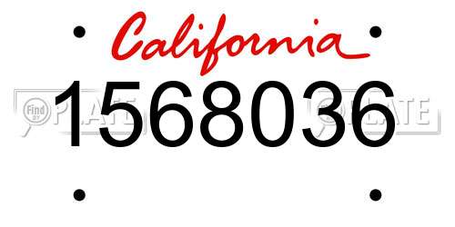 1568036 California License Plate