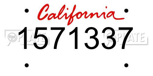 1571337 California License Plate