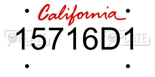 15716D1 California License Plate