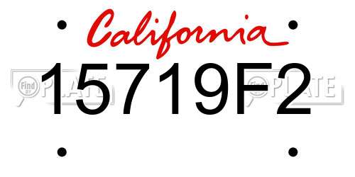 15719F2 California License Plate