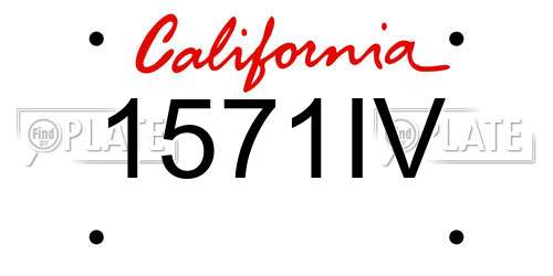 1571IV California License Plate