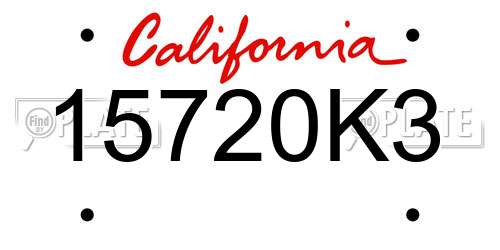 15720K3 California License Plate