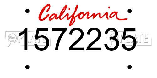 1572235 California License Plate