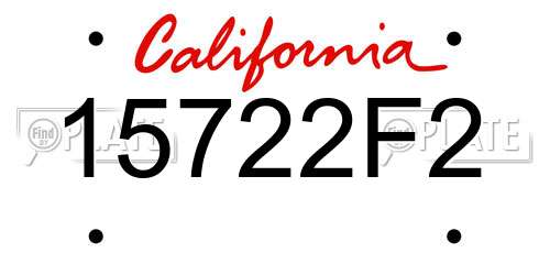 15722F2 California License Plate