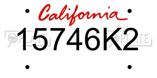 15746K2 California License Plate