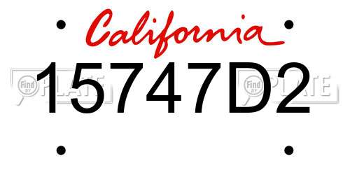15747D2 California License Plate