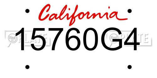 15760G4 California License Plate