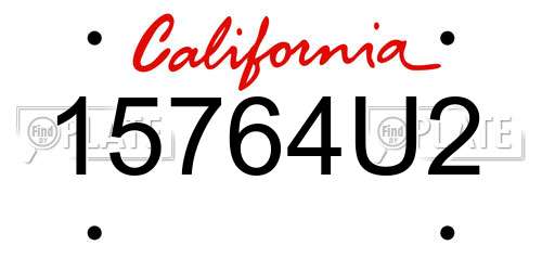 15764U2 California License Plate