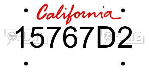 15767D2 California License Plate
