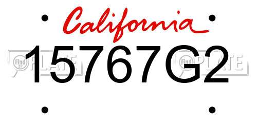 15767G2 California License Plate