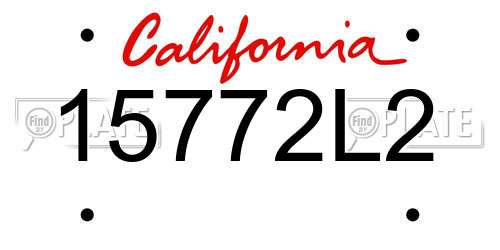 15772L2 California License Plate