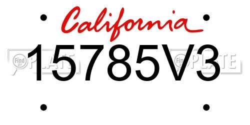 15785V3 California License Plate