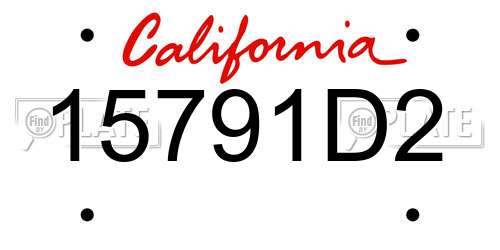 15791D2 California License Plate