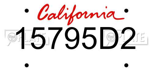 15795D2 California License Plate